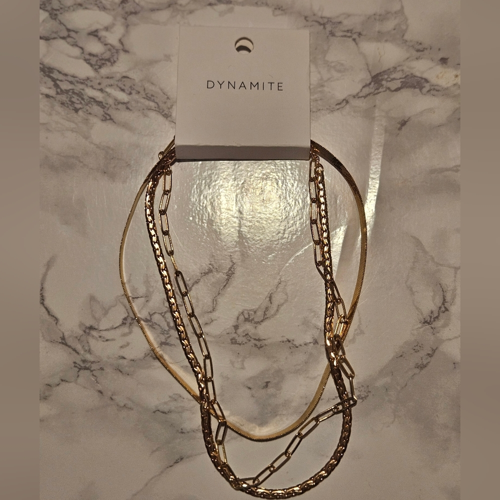 Dynamite Multi-Strand Gold Chain Necklace